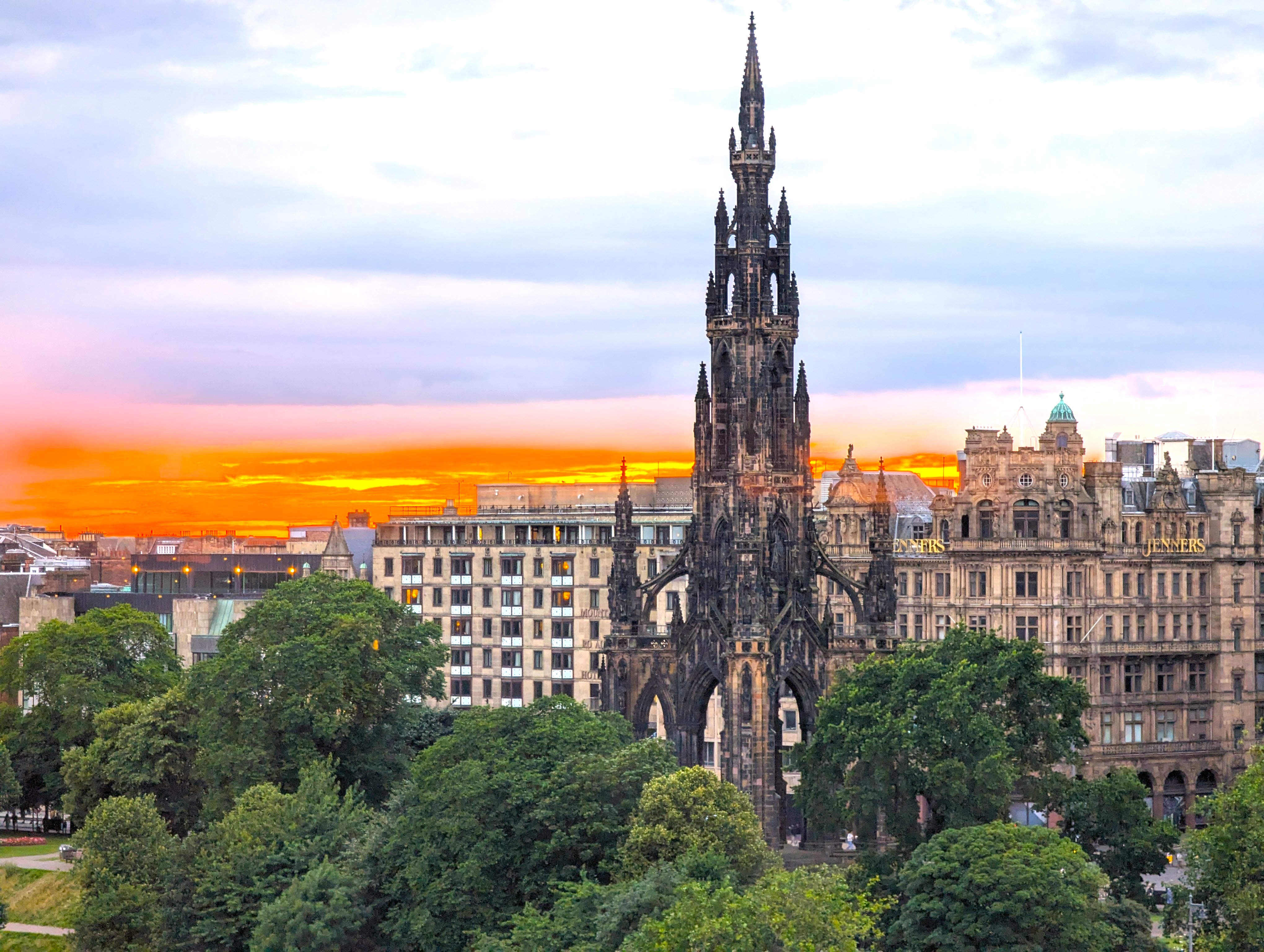 Edinburgh Scott Monument at sunset
